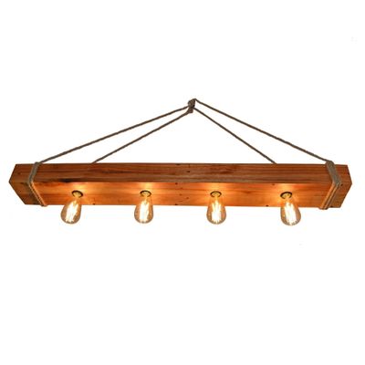 Lámpara cielo madera robusta 4 ampolletas