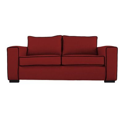 Sofá Gabro Chenille Tipo Lino Roja 3 Cuerpos