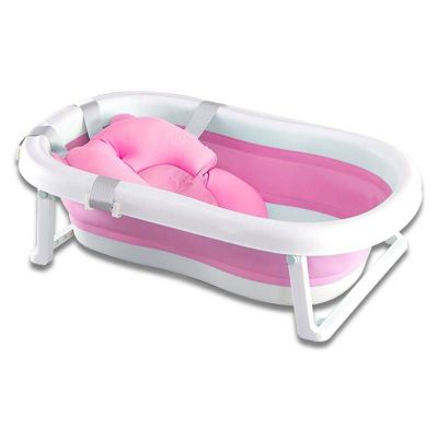 Bañera Plegable Para Bebe Con Cojin Antideslizante  y  termometro pink