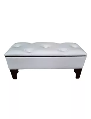 Banqueta  Baúl Botone Blanco Eco Cuero Rimar