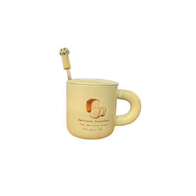 Taza Cafe Ceramica Cuchara Diseño Desayuno Delicioso 400ml