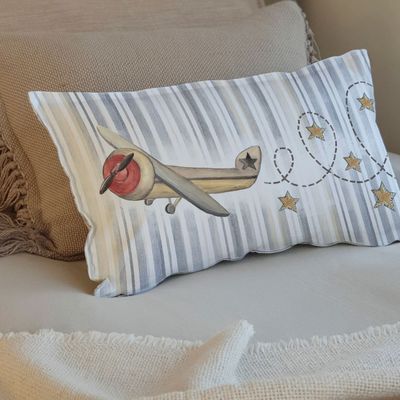 Imagen 2 del producto FUNDA COJÍN ALGODÓN AVIÓN LINEAS 50X30