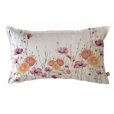 FUNDA COJÍN ALGODÓN RANÚNCULOS 50X30