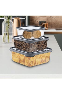 Imagen 2 del producto Set 3 Pzs Contenedor Alimentos Cuadrado Gris