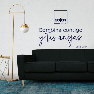 Imagen 2 del producto Sofá Lilen Felpa Negro 3 Cuerpos