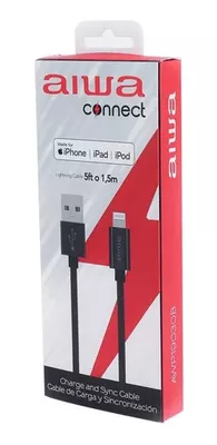 Imagen 2 del producto Cable Negro para iPhone Usb Lightning Aiwa 1.5m 