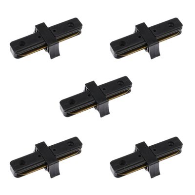 Pack 5 Conectores Para Carril Monofásico De Iluminación LED ""Recto"" Negro