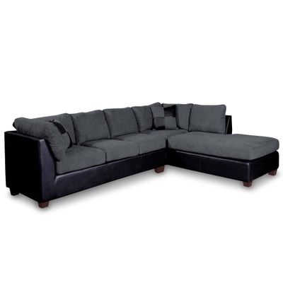 Imagen 2 del producto SECCIONAL PADUA DER PU NEGRO/TELA VELVET GRIS