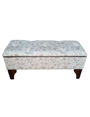 Imagen 1 del producto Banqueta  Baúl Botone Paris Turq Eco Cuero Botón Diamante Rimar