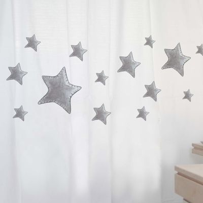Imagen 2 del producto CORTINA DE BAÑO ALGODÓN ESTRELLAS GRISES