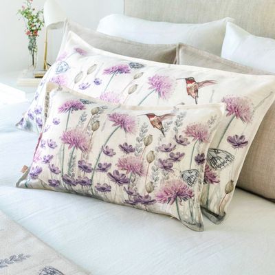 Imagen 2 del producto FUNDA COJÍN MARISA JARDÍN SILVESTRE LILA Y HOJITAS 50X30