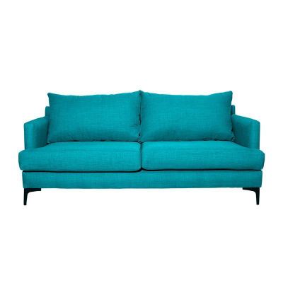Sofá Aldara Chenille Tipo Lino Turquesa 2C