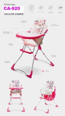 Imagen 2 del producto Silla de comer doble bandeja  vg-920  pink