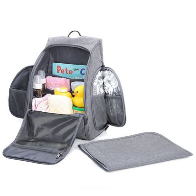 Imagen 2 del producto Mommore Mochila para pañales 360 - apertura completa - gris