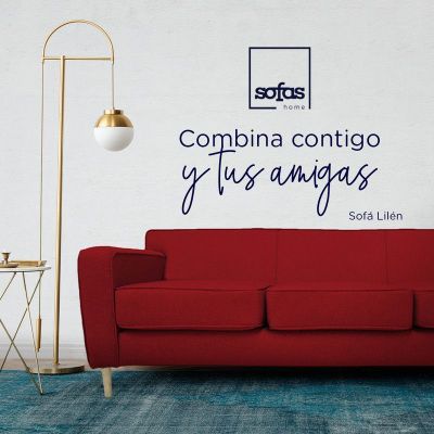 Imagen 2 del producto Sofá Lilen Felpa Rojo 2 Cuerpos