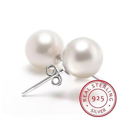 Imagen 2 del producto Aros Perla Cultivada Natural 8-9 mm Poste Y Tuerca De Plata