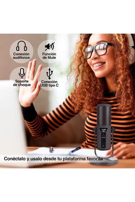 Imagen 2 del producto Micrófono de Estudio Condensador USB AM25 Negro
