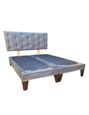 Imagen 2 del producto Base Div 2P + Respaldo Botoné Gris Claro Felpa Muebles Rimar