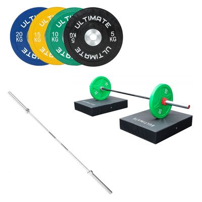 100KG Discos Oc BEC + Barra Oc 25mm 160kg + Cojín