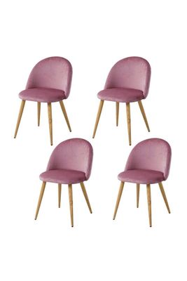 Imagen 1 del producto Pack 4 Sillas Comedor Sitial Terciopelo Rosa