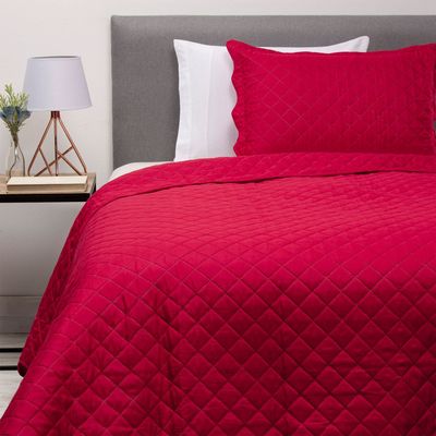 QUILT/CUBRECAMA LISO ROJO