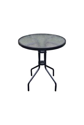 Mesa de terraza de vidrio y acero 70x60 cm Negra