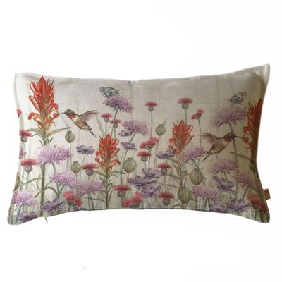 FUNDA COJÍN MARISA JARDÍN SILVESTRE LILA Y ROJO 50X30