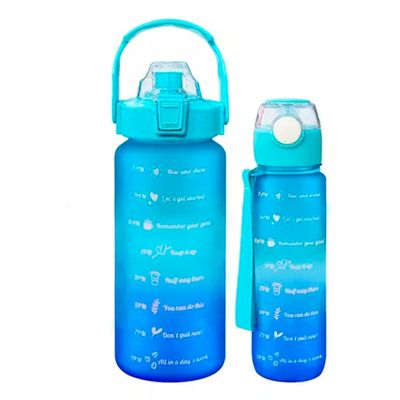 Pack 2 Botellas Agua Motivacionales De 2 Litros Y 900 Ml