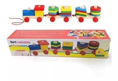 Tren De Madera Forma Geométrica Didáctico Para Niños