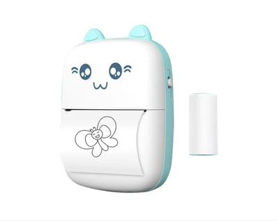 Imagen 2 del producto Mini Impresora Térmica Portátil Bluetooth Gatito + 1 Rollo Celeste