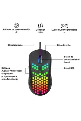 Imagen 2 del producto Mouse Gamer RGB 10000 DPI 7D MS878 Negro