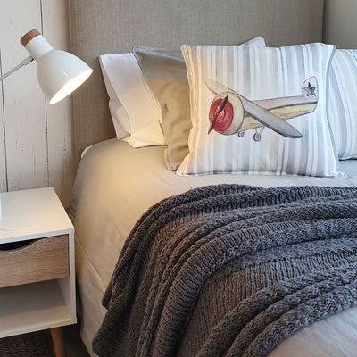 Imagen 2 del producto FUNDA COJÍN ALGODÓN AVIÓN LINEAS 45X45