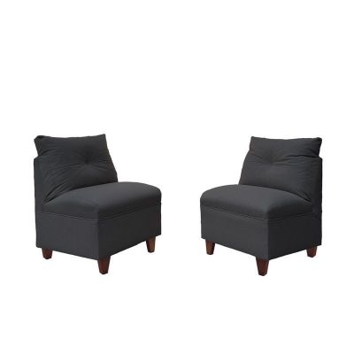 Par Butacas Mateo Chenille Grafito Pata Madera 1C