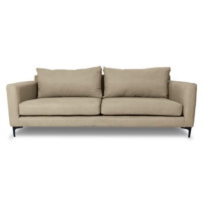 Sofá Alanna Chenille Tipo Lino Beige 2 Cuerpos