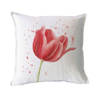 FUNDA COJÍN ALGODÓN TULIPÁN ROJO 45X45