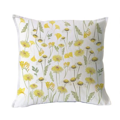 FUNDA COJÍN ALGODÓN PRIMAVERA AMARILLA 45X45