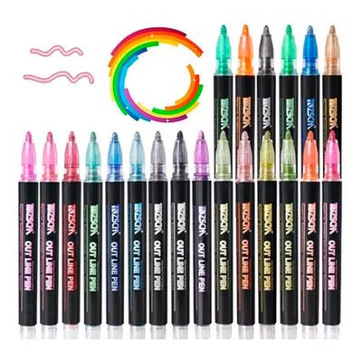 Lapices Marcadores Mágicos Metálicos Con Contorno 24 Colores