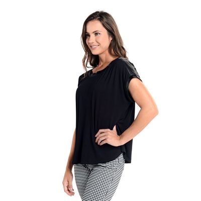 Imagen 2 del producto Polera Diseño Holgado Manga Corta Negra Caffarena