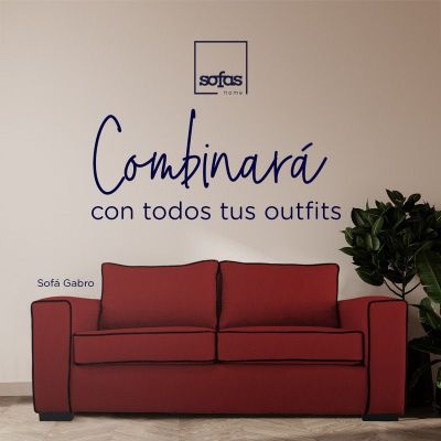 Imagen 2 del producto Sofá Gabro Felpa Roja 3 Cuerpos