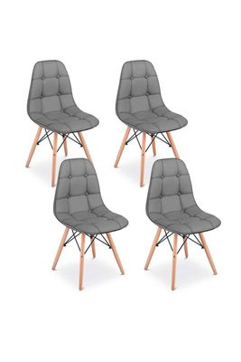Pack 4 Sillas Eames Acolchadas Pu Gris