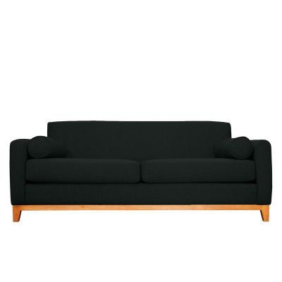 Sofá Meli Chenille Tipo Lino Negro 2 Cuerpos