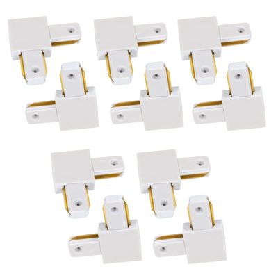 Pack 10 Conectores Para Carril Monofásico De Iluminación LED ""L"" Blanco