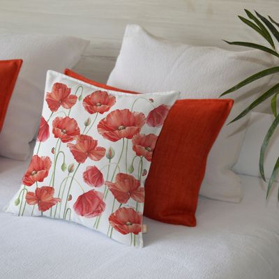 Imagen 2 del producto FUNDA COJÍN ALGODÓN AMAPOLAS ROJA 45X45