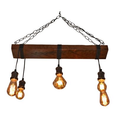 Lampara cielo 5 luces roble