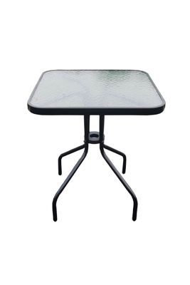 Mesa de Terraza de Vidrio y Acero Cuadrada Negro