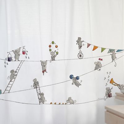 Imagen 2 del producto CORTINA DE BAÑO ALGODÓN RATONES MALABARISTAS