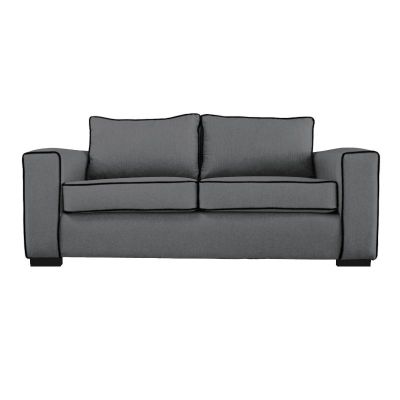 Sofá Gabro Chenille Tipo Lino Gris 3 Cuerpos