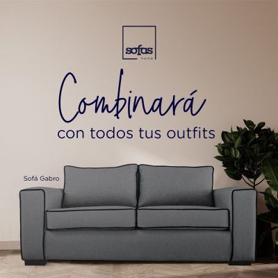 Imagen 2 del producto Sofá Gabro Chenille Tipo Lino Gris 3 Cuerpos