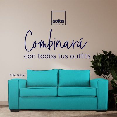 Imagen 2 del producto Sofá Gabro Felpa Turquesa 3 Cuerpos