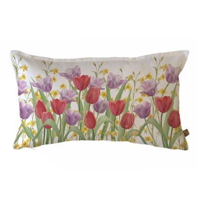 FUNDA COJÍN ALGODÓN JARDÍN DE FLORES TULIPÁN ROJO 50X30